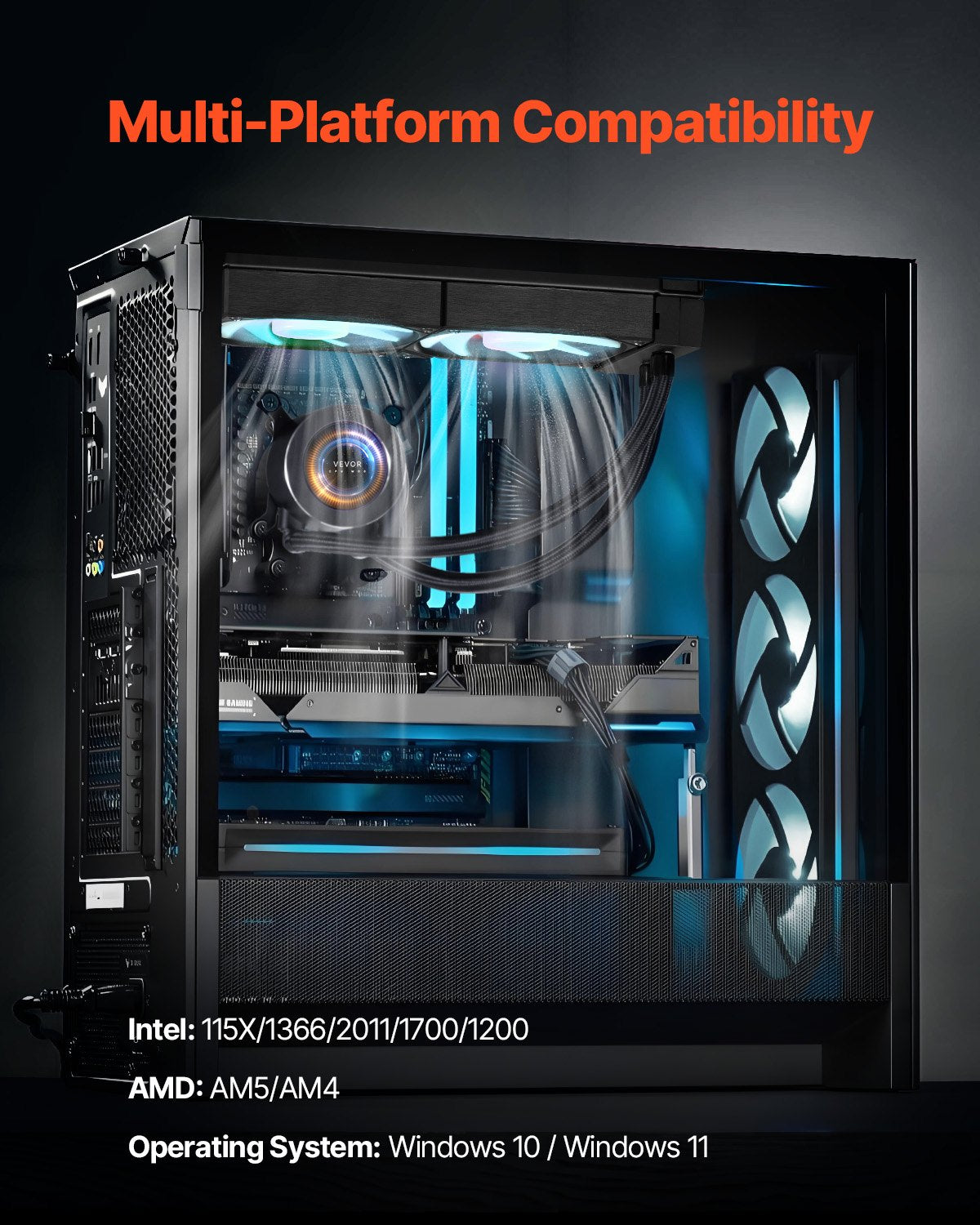 CPU-vätskekylare AIO CPU-vattenkylare med ARGB-ljus och 120 mm PWN-fläktar