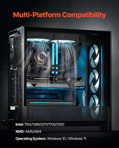 CPU-vätskekylare AIO CPU-vattenkylare med ARGB-ljus och 120 mm PWN-fläktar