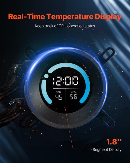 CPU flytande kylare AIO CPU vattenkylare med 120 mm PWN-fläktar för Intel AMD