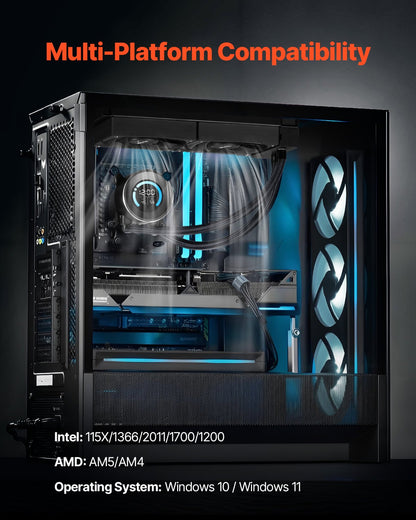 CPU flytande kylare AIO CPU vattenkylare med 120 mm PWN-fläktar för Intel AMD