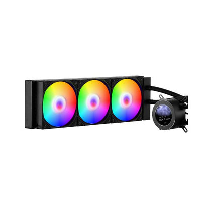 CPU Liquid Cooler, AIO CPU Water Cooler - 3 x 120mm PWN Fans & Pump, Customizable Black PC Liquid Cooler with 2.1'' LCD Display & ARGB light, for Intel 115X/1366/2011/1700/1200, AMD AM4/AM5