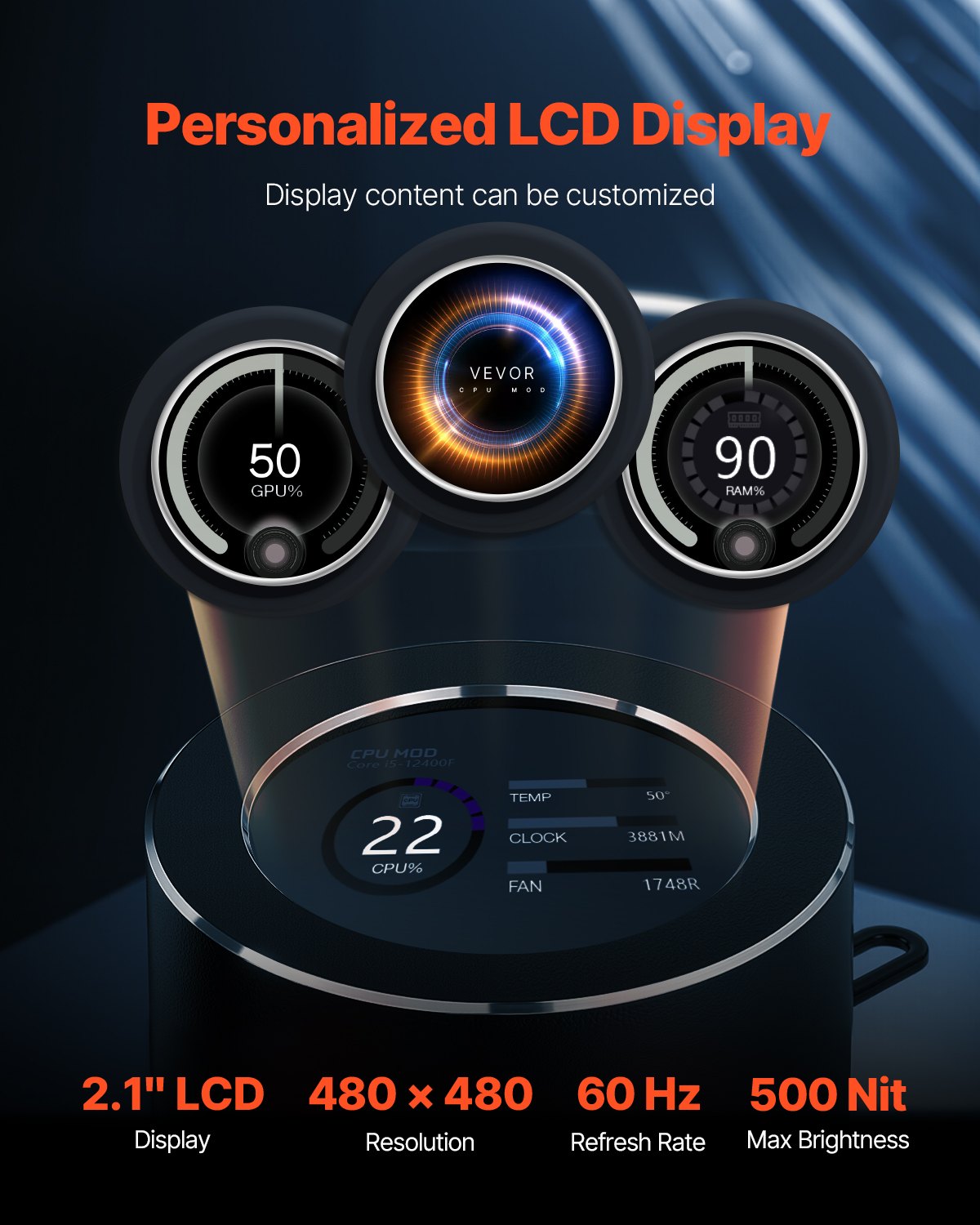 CPU flytande kylare AIO CPU vattenkylare med 3 PWN-fläktar (120 mm) Intel AMD