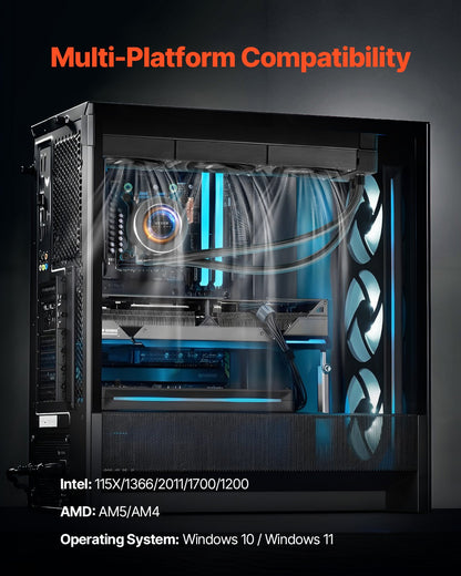 CPU flytande kylare AIO CPU vattenkylare med 3 PWN-fläktar (120 mm) Intel AMD