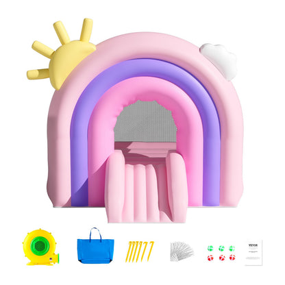 Uppblåsbart studshus, inomhus utomhus lekstuga studsmatta, Kid Jumping Bouncer med blåsare, rutschkana, förvaringsväska, hoppborg för familjens bakgård, för flickor Pojkar i åldrarna 3–8 år, 110x91x91 tum