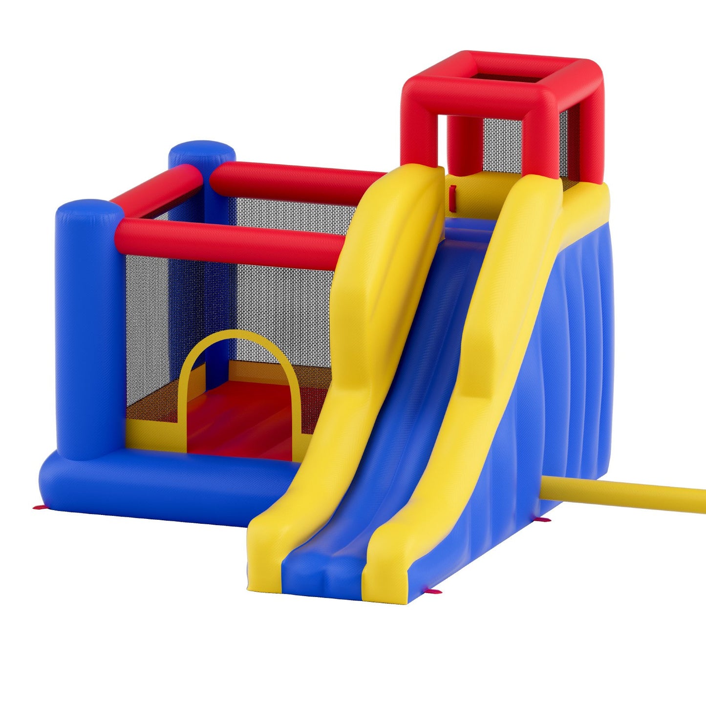 Aufblasbares Hüpfburg, hochwertiges Spielhaus-Trampolin für den Außenbereich, Hüpfburg mit Gebläse, Rutsche und Aufbewahrungstasche, Hüpfburg für den Familiengarten, für Kinder von 3–8 Jahren, 134 x 102 x 91 Zoll