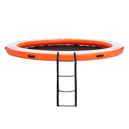 Aufblasbares Schwimmdock, ø10ft aufblasbare Dock-Plattform mit ø8ft Trampolinnetz-Pool, rutschfeste schwimmende Plattform-Wassermatte mit tragbarer Tasche und abnehmbarer Leiter zum Entspannen am Pool