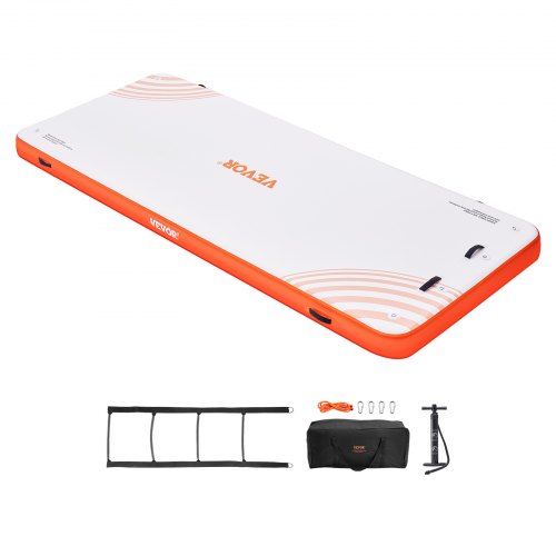 Inflatable Floating Dock, 15 x 6FT Inflatable Dock Platform, Non-Slip Water Floating Dock Mat with Detachable Ladder & Portable Carrying Bag, Floating Platform Island Raft for Ocean Pool Beach