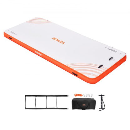 Inflatable Floating Dock, 15 x 6FT Inflatable Dock Platform, Non-Slip Water Floating Dock Mat with Detachable Ladder & Portable Carrying Bag, Floating Platform Island Raft for Ocean Pool Beach