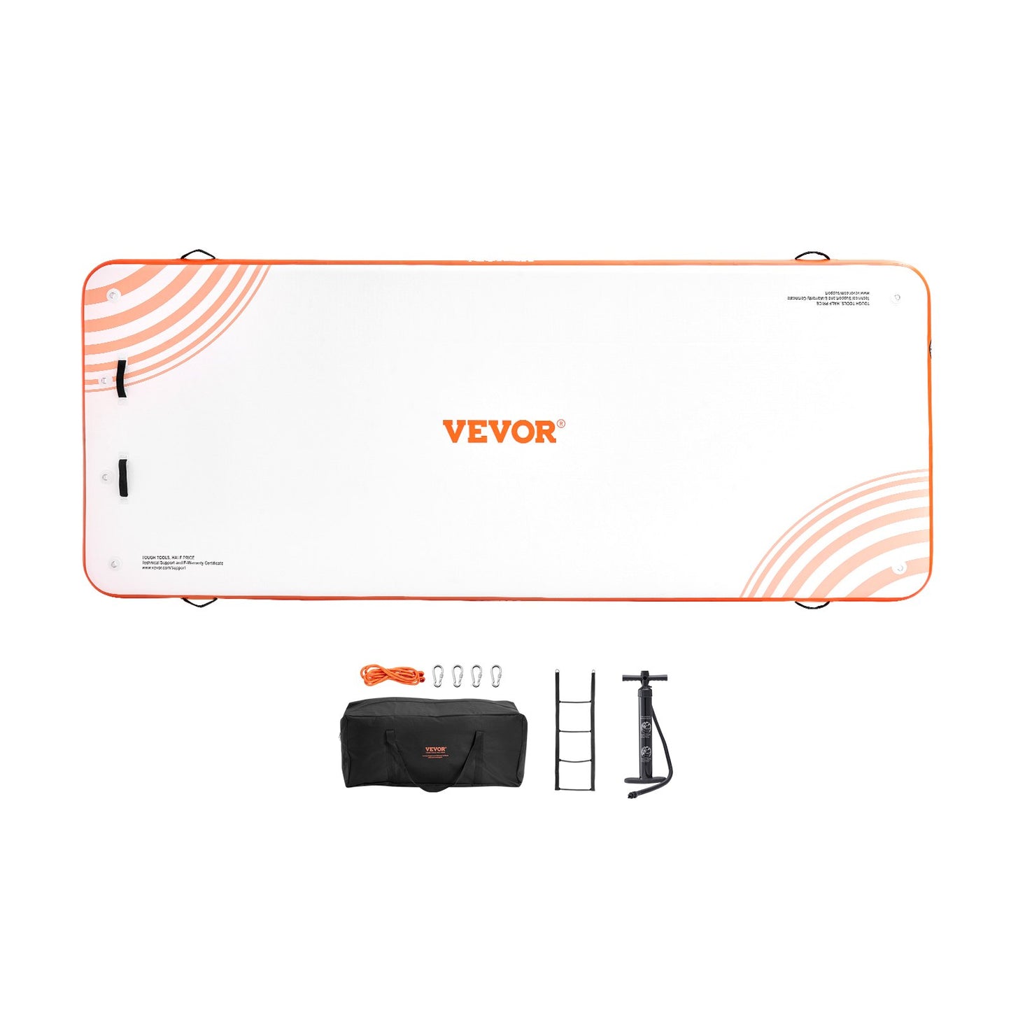 Uppblåsbar flytdocka, 15 x 6FT uppblåsbar kajplattform, halkfri vatten flytbrygga matta med bärbar bärväska och löstagbar stege, flytande plattform Island flotte för Pool Beach Ocean