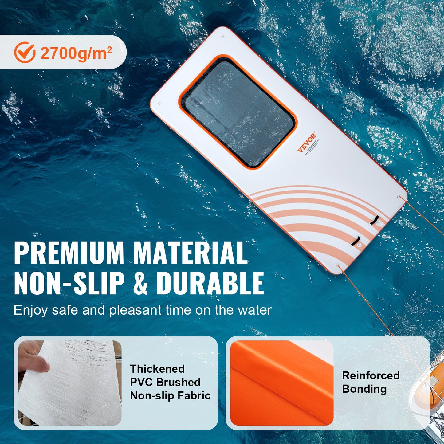 Aufblasbares Schwimmdock, 4,5 x 1,9 m große aufblasbare Dockingplattform mit 1,2 x 1,8 m großem Trampolinnetzpool, rutschfeste Wassermatte mit schwimmender Plattform und tragbarer Tasche und abnehmbarer Leiter zum Entspannen am Pool