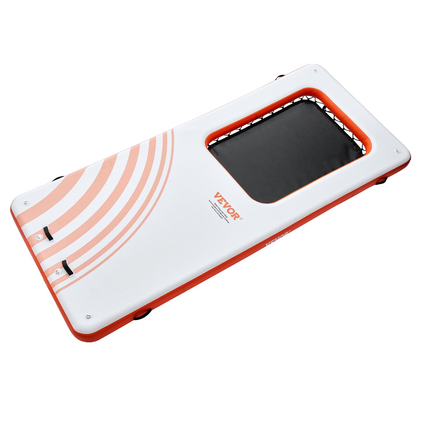 Aufblasbares Schwimmdock, 4,5 x 1,9 m große aufblasbare Dockingplattform mit 1,2 x 1,8 m großem Trampolinnetzpool, rutschfeste Wassermatte mit schwimmender Plattform und tragbarer Tasche und abnehmbarer Leiter zum Entspannen am Pool