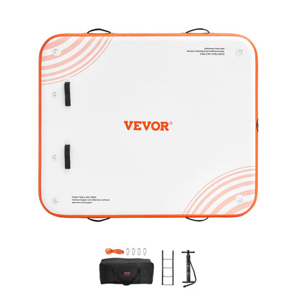 Aufblasbares Schwimmdock, 6 x 5 Fuß aufblasbare Dockingplattform, rutschfeste Wasserschwimmdockmatte mit tragbarer Tragetasche und abnehmbarer Leiter, schwimmendes Plattform-Inselfloß für Pool, Strand, Meer