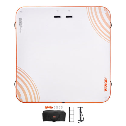 Aufblasbares Schwimmdock, 7 x 7 Fuß große aufblasbare Dockingplattform, rutschfeste Wasserschwimmdockmatte mit tragbarer Tragetasche und abnehmbarer Leiter, schwimmendes Plattform-Inselfloß für Pool, Strand, Meer