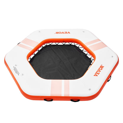 Aufblasbares Schwimmdock, ø 2,6 m, aufblasbare Dockplattform mit ø 1,5 m Trampolinnetzpool, rutschfeste schwimmende Plattform-Wassermatte mit tragbarer Tasche und abnehmbarer Leiter zum Entspannen am Pool