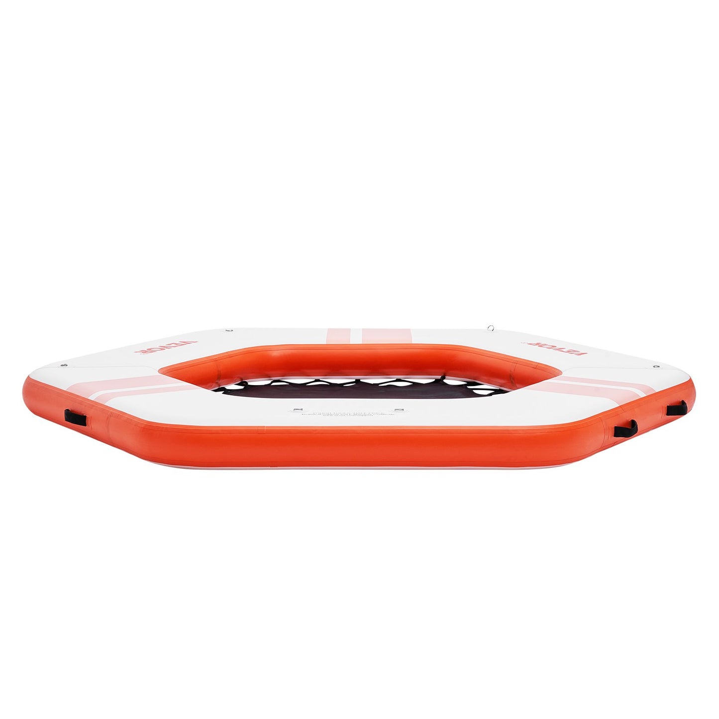 Aufblasbares Schwimmdock, ø 2,6 m, aufblasbare Dockplattform mit ø 1,5 m Trampolinnetzpool, rutschfeste schwimmende Plattform-Wassermatte mit tragbarer Tasche und abnehmbarer Leiter zum Entspannen am Pool