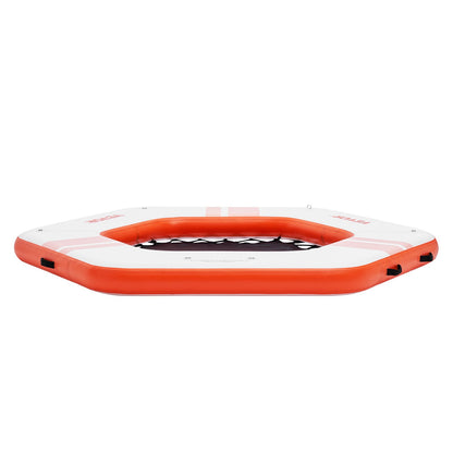 Aufblasbares Schwimmdock, ø 2,6 m, aufblasbare Dockplattform mit ø 1,5 m Trampolinnetzpool, rutschfeste schwimmende Plattform-Wassermatte mit tragbarer Tasche und abnehmbarer Leiter zum Entspannen am Pool