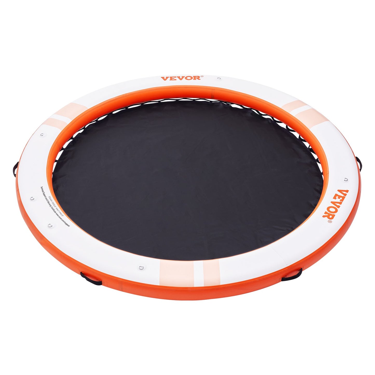 Uppblåsbar flytbrygga, ø8FT Uppblåsbar hamnplattform med ø5FT trampolinnätpool, halkfri flytande plattform Vattenmatta med bärbar väska och avtagbar stege för avkoppling vid poolen