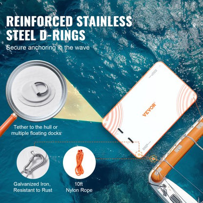 Aufblasbares Schwimmdock, 2,44 x 1,52 m, aufblasbare Dockingplattform, rutschfeste Wasser-Schwimmdockmatte mit tragbarer Tragetasche und abnehmbarer Leiter, schwimmendes Plattform-Inselfloß für Pool, Strand, Meer | EU