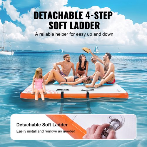 Aufblasbares Schwimmdock, 2,44 x 1,52 m, aufblasbare Dockingplattform, rutschfeste Wasser-Schwimmdockmatte mit tragbarer Tragetasche und abnehmbarer Leiter, schwimmendes Plattform-Inselfloß für Pool, Strand, Meer | EU