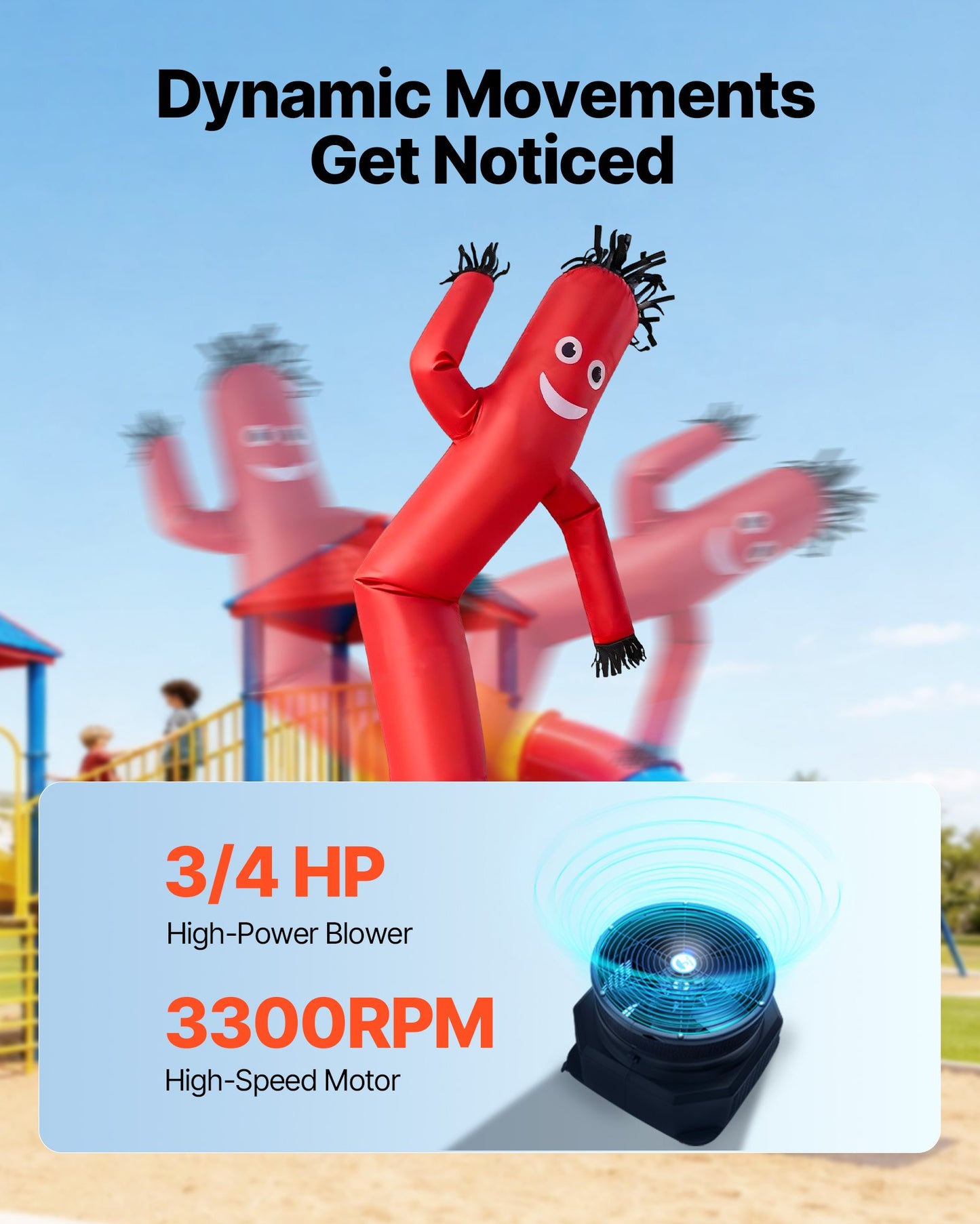 Inflatable Tube Man with Blower, 10 ft Tall, Wacky Waving Wind Flying Inflatable Dancing Tube Guy with 3/4 HP IPX3 Waterproof Blower Fan, for Outdoor Advertising Business Store Decoration, Red