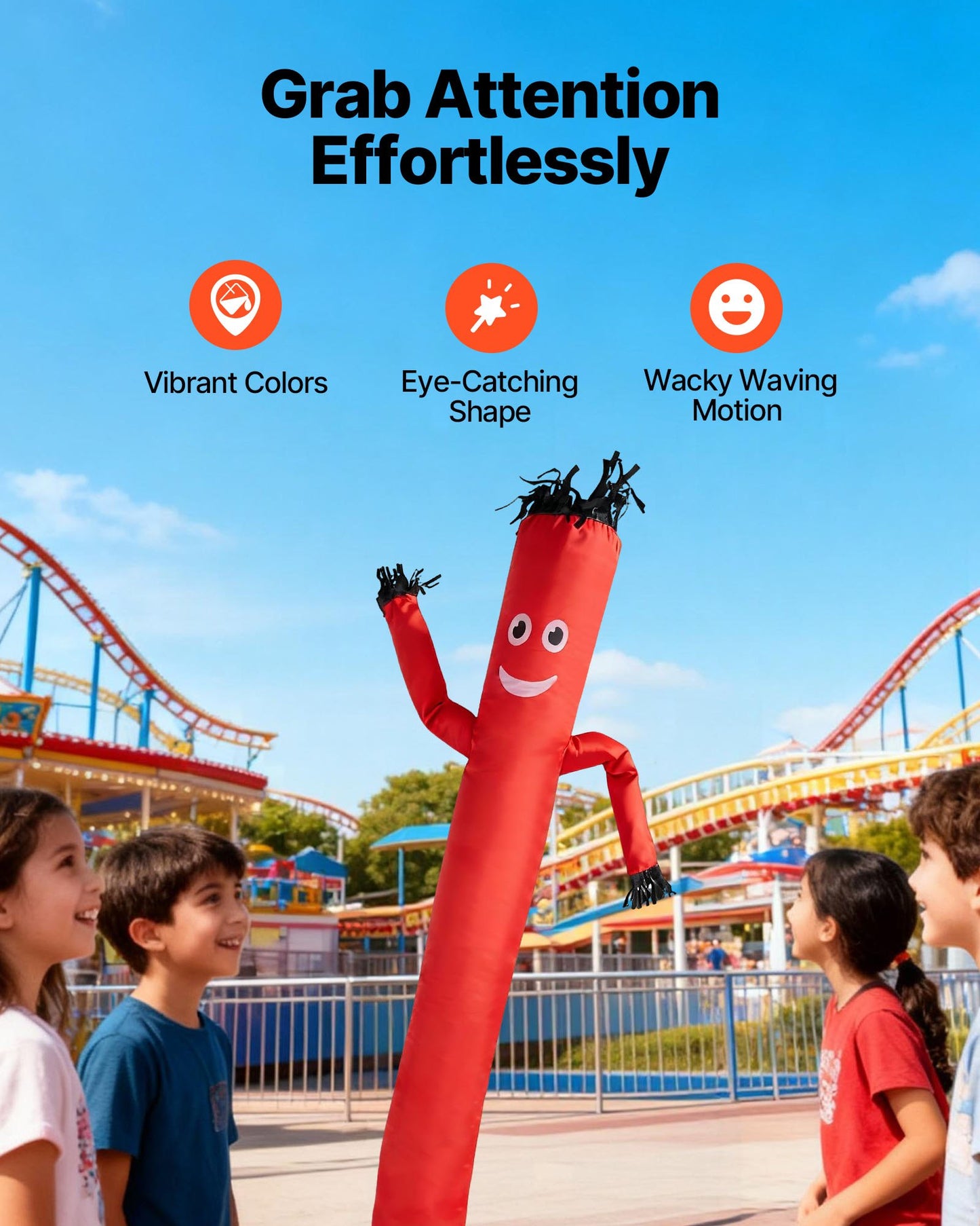 Inflatable Tube Man with Blower, 10 ft Tall, Wacky Waving Wind Flying Inflatable Dancing Tube Guy with 3/4 HP IPX3 Waterproof Blower Fan, for Outdoor Advertising Business Store Decoration, Red