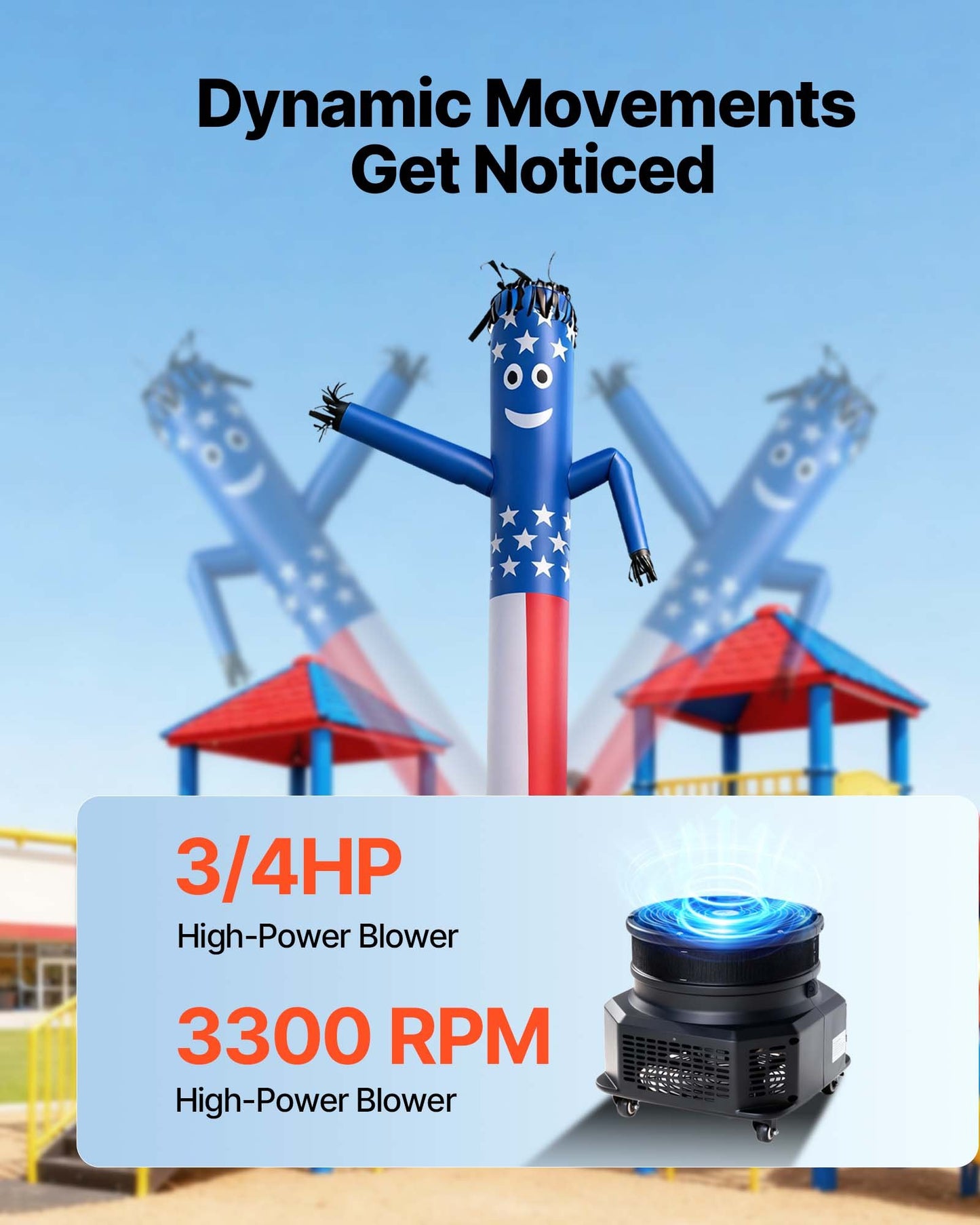 Inflatable Tube Man with Blower, 10 ft Tall, Wacky Waving Wind Flying Inflatable Dancing Tube Guy with 3/4 HP IPX3 Waterproof Blower Fan, for Outdoor Advertising Business Store Party Decoration