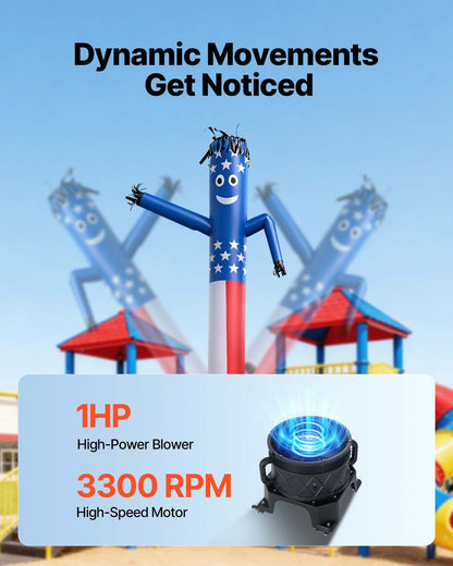 Inflatable Tube Man with Blower, 20 ft Tall, Wacky Waving Wind Flying Inflatable Dancing Tube Guy with 1 HP IPX3 Waterproof Blower Fan, for Outdoor Advertising Business Store Party Decoration