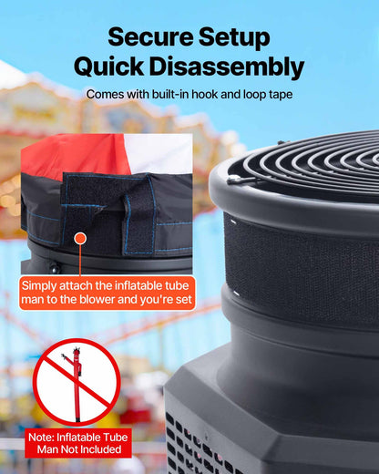 Inflatable Tube Man Blower, 1/2 HP 370W, PP Blower Fan for Wacky Waving Tube Guy, IPX3 Waterproof, Fits 12-Inch Diameter Outdoor Arm Swing Wind Flying Puppet Dancer, Inflatable Not Included