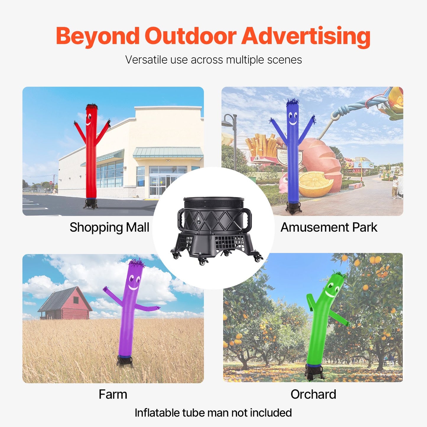 Inflatable Tube Man Blower, 1 HP, Blower Fan for Wacky Waving Inflatable Tube Guy, PP Shell, IPX3 Waterproof, Fits 18" Diameter Outdoor Inflatable Wind Flying Tube Man(No Inflatable)