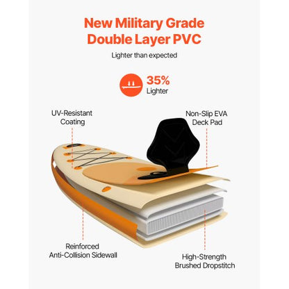 Uppblåsbar Paddelbräda med Sits, 3,23m x 84cm x 15cm Bred Ultralätt SUP Paddelbräda, Stand Up Paddelbräda med Tillbehör, Pump, Paddel, Fena, Ryggsäck, Fotledsrem, Rem, För Ungdom Vuxna |  EU