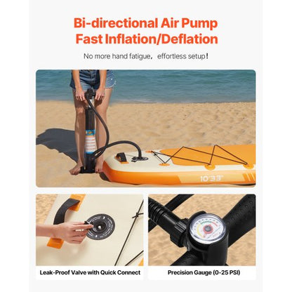 Uppblåsbar Stand Up Paddleboard, 3,05m x 84cm x 15cm Bred Ultralätt SUP Paddleboard, Alla tillbehör ingår, Pump, Paddel, Fena, Ryggsäck, Fotledsrem, Rem, Halkfritt däck för ungdomar, vuxna |  EU