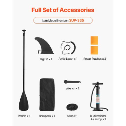 Uppblåsbar Stand Up Paddle Board 3,35 m Sup Surfbräda med Paddeltillbehör