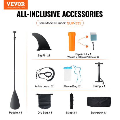Inflatable Stand Up Paddle Board, 11' x 33" x 6" Wide SUP Paddleboard, with Board Accessories, Pump, Paddle, Fin, Phone Bag, Backpack, Ankle Leash, Repair Kit, Non-slip Deck for Youth & Adults