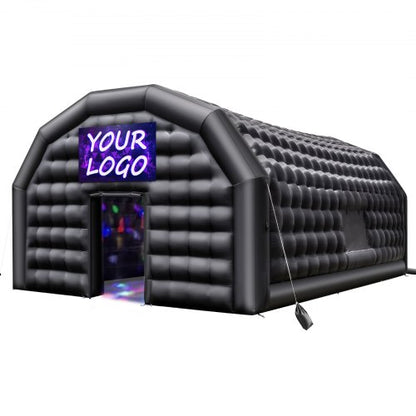 Inflatable Nightclub, 26.2 x 19.7 x 13.1 ft Inflatable Party Tent with 1100W Blower & Sandbag, Ventilated Blow up Night Club with 2 Windows, Air Cube House for Event Birthday Wedding Party