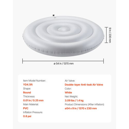 Uppblåsbart Bubbelbadsskydd 137 cm Runt Lock Väderbeständigt och Vattentätt Vitt |  EU