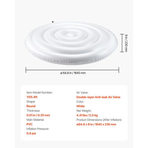 Uppblåsbart Bubbelbadsskydd 165 cm Runt Lock Väderbeständigt och Vattentätt Vitt