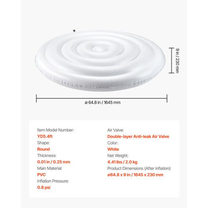Uppblåsbart Bubbelbadsskydd 165 cm Runt Lock Väderbeständigt och Vattentätt Vitt