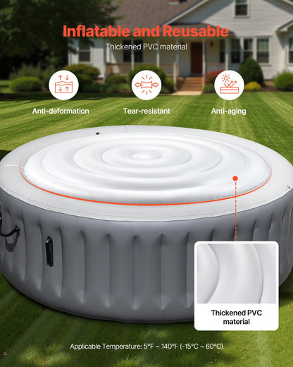 Inflatable Hot Tub Cover, 5.4 Ft Round Hot Tub Cover Protector, Insulated Spa Covers for Inflatable Hottub, Weatherproof and Waterproof Energy Saving Lid for Outdoor Use, White