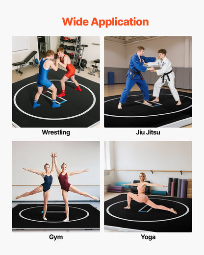 10x10 ft Wrestling Mat Inflatable, Martial Arts Thick Mat for Home Gym Exercise, PVC Foldable Training Mats with Circles and 600W Air Pump, for Gymnastics, Tatami, Jiu Jitsu BJJ MMA Judo, Black