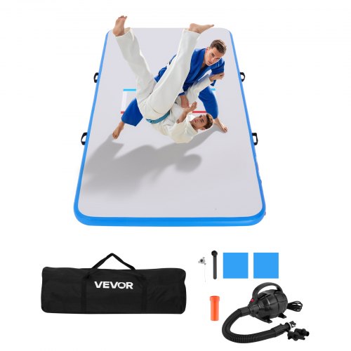 10x5 ft Wrestling Mat Inflatable, Martial Arts Thick Mat for Outdoor Indoor Home Gym Exercise, PVC Foldable Training Mats with 600W Air Pump, for Gymnastics Tatami Jiu Jitsu BJJ MMA Judo, Gray