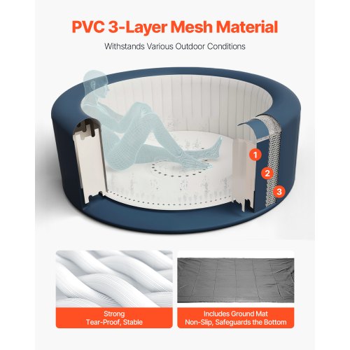 Aufblasbarer Whirlpool, Kapazität 4 bis 6 Personen, 2080 x 660 mm, tragbarer Outdoor-Spa