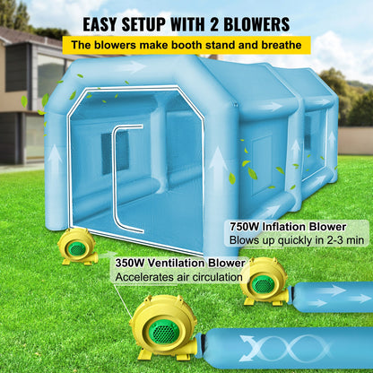 Uppblåsbart färgtält Giant Workstation Spraymålarbås Custom 4 x 2,5 x 2,2 m