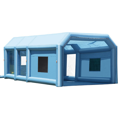 Uppblåsbar lackbox, 29,5 x 15,7 x 11,8 fot uppblåsbar sprutbox, med 950W+750W kraftfulla blåsar och luftfiltersystem, bärbar billackbox för stor lastbil, stor skåpbil, stora maskiner