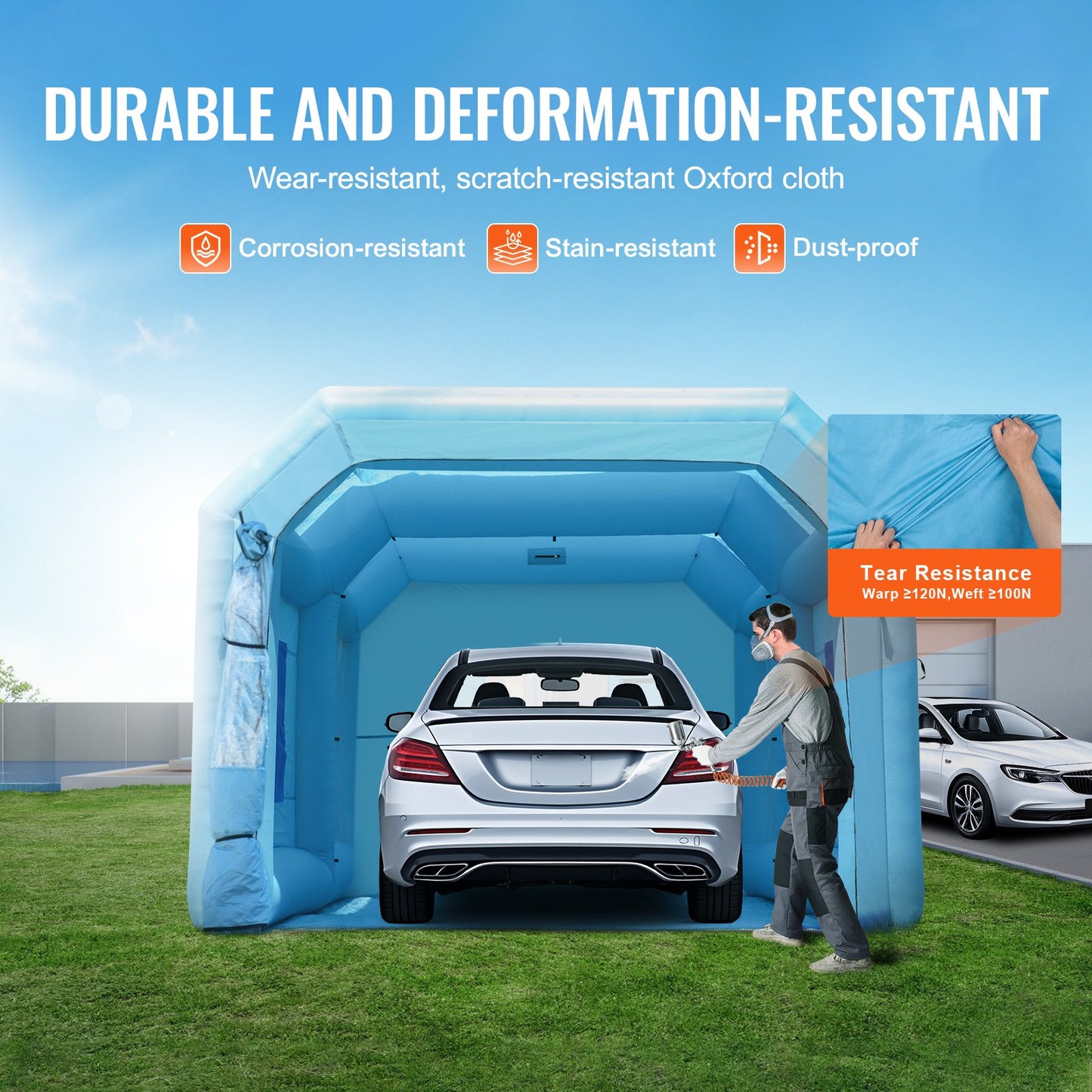 Inflatable Paint Booth, 21 x 13.5 x 9.8 ft Inflatable Spray Booth, with 1100W Powerful Blower and Air Filter System, Large Furniture Painting, Portable Car Paint Booth for Medium-Sized Vehicles