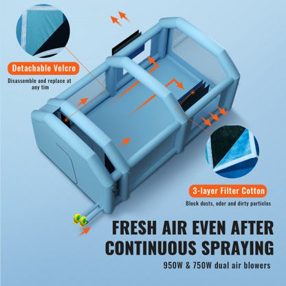 Aufblasbares Spritzkabinen-Autolack-Zelt 20x10x8ft Filtersystem 2 Gebläse