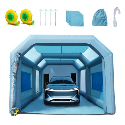 26x15x11ft Inflatable Paint Booth, Inflatable Spray Booth, High Powerful 750W+950W Blowers Spray Booth Tent, Car Paint Tent Air Filter System for Car Parking Tent Workstation Motorcycle Garage