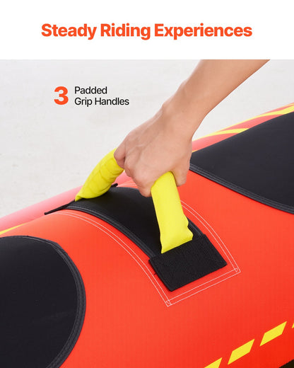 Towable Tubes for Boating, 1-3 Riders Inflatable Boat Tubes and Towables, 510lbs Capacity Hot Dog Water Sport Tube for Boat to Pull - with Full Nylon Cover, Padded Handles & Speed Safety Valve