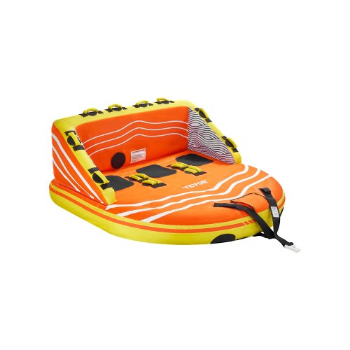 Towable Tube for Boating, 1-3 Riders Inflatable Boat Tubes and Towables, 510lbs Water Sport Towable Tube for Boat to Pull - with Full Nylon Cover, 16 Grab Handles, Dual Tow Points & Safety Valve