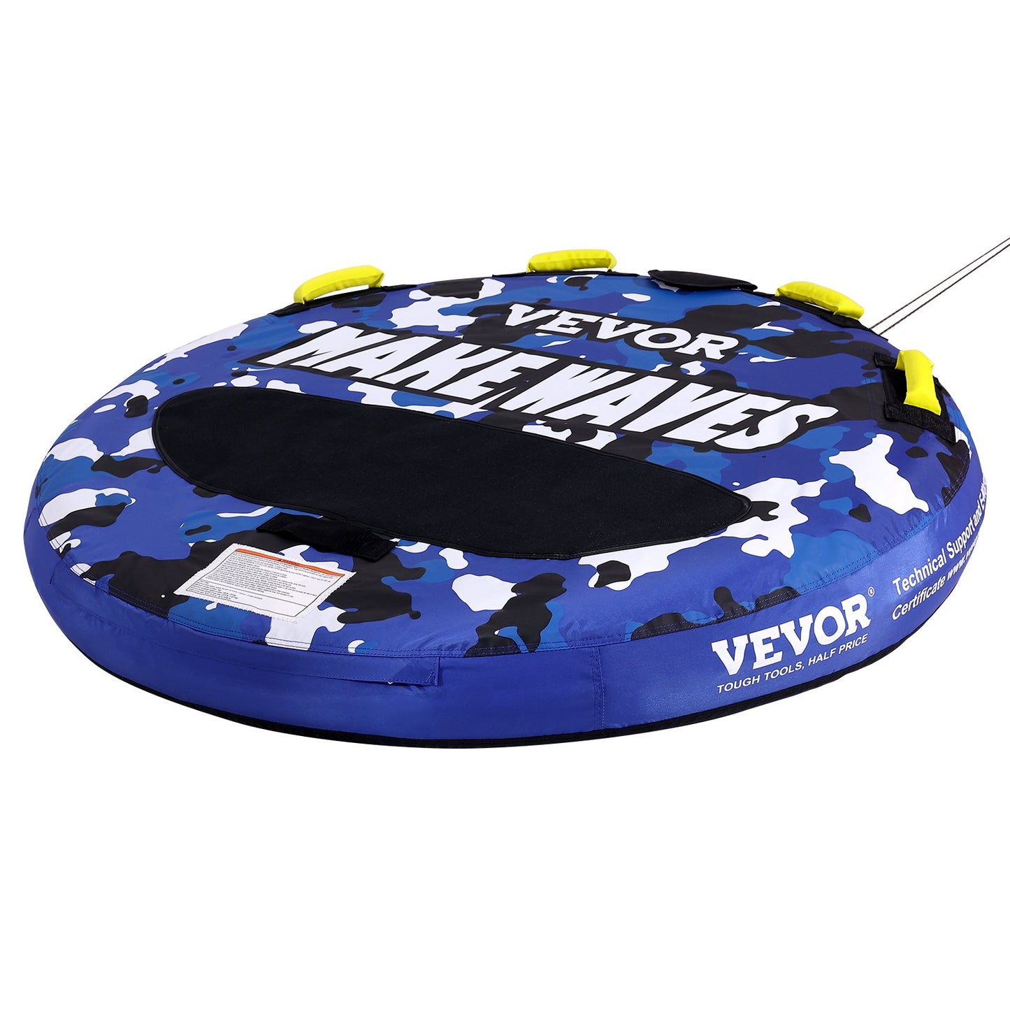 Towable Tube for Boating, 1-2 Rider Inflatable Boat Tubes and Tugboats, 340 lbs, 51.8" Round Water Sport Towable Tube for Boat to Tow, Full Nylon Cover, EVA Grip Handle and Speed Safety Valve