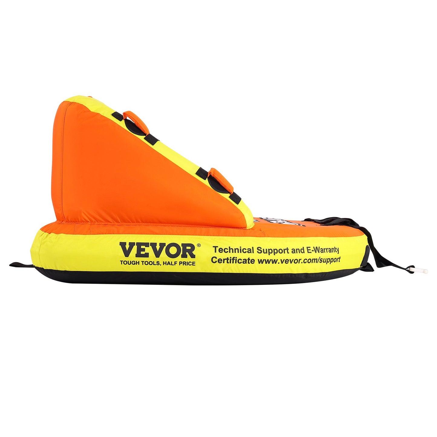 Boating Tow Tube, 1-2 Rider Inflatable Towable Tube with Deck Seats and Backrest, 340 lbs Water Sports Tube for Boat to Tow, Full Nylon Cover, EVA Grip Handle and Speed Safety Valve